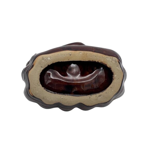 Vintage Whale Ceramic Ashtray / Trinket Dish Brown Dripware Figural Pottery - Picture 3 of 7